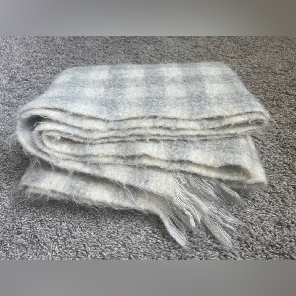 Madewell Brushed Buffalo Check Scarf in ivory/grey